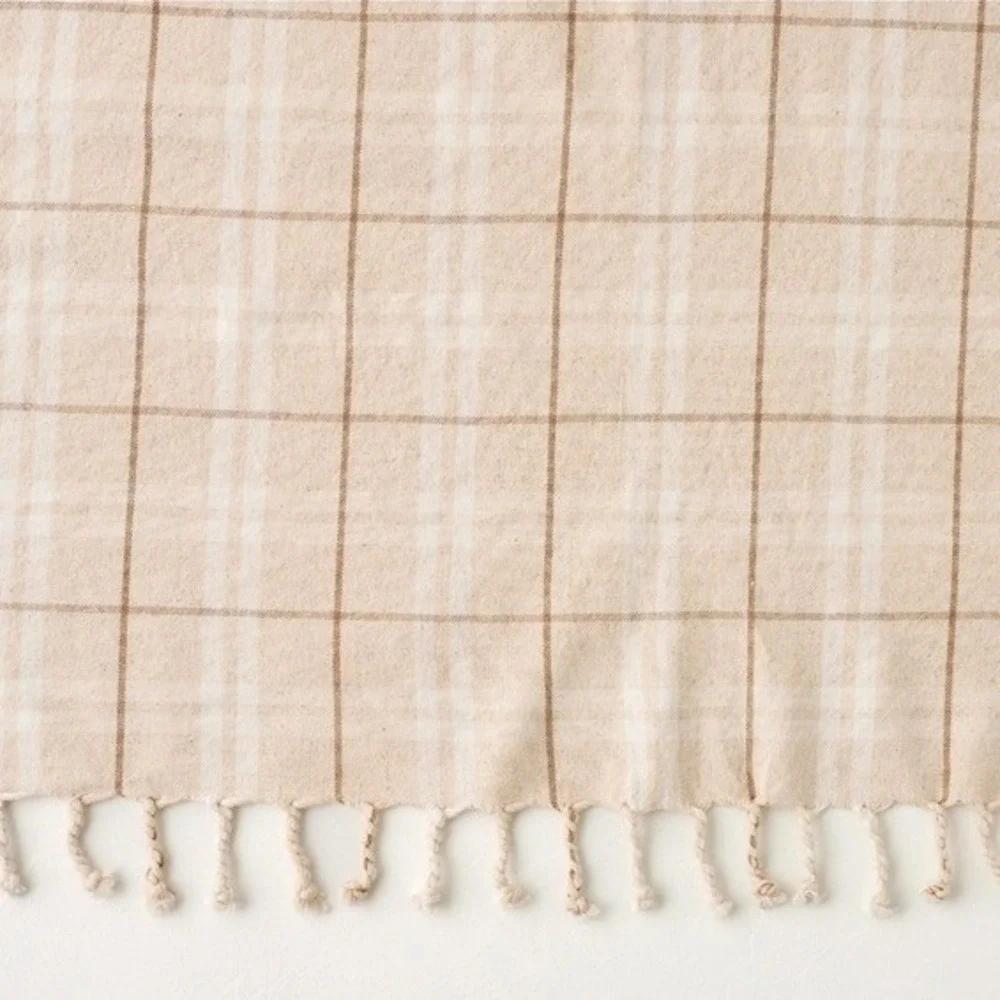Magnolia Harmony Throw Turtledove Neutral Plaid‎ Cotton Fringed Christmas 2024